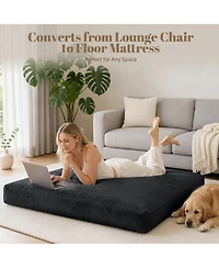4 1 Bean Bag Chair for Adult, Large Beanbag with Memory Foam and Removable Cover, Oversized Ultra Soft Velvet Lazy Sofa Couch Bed