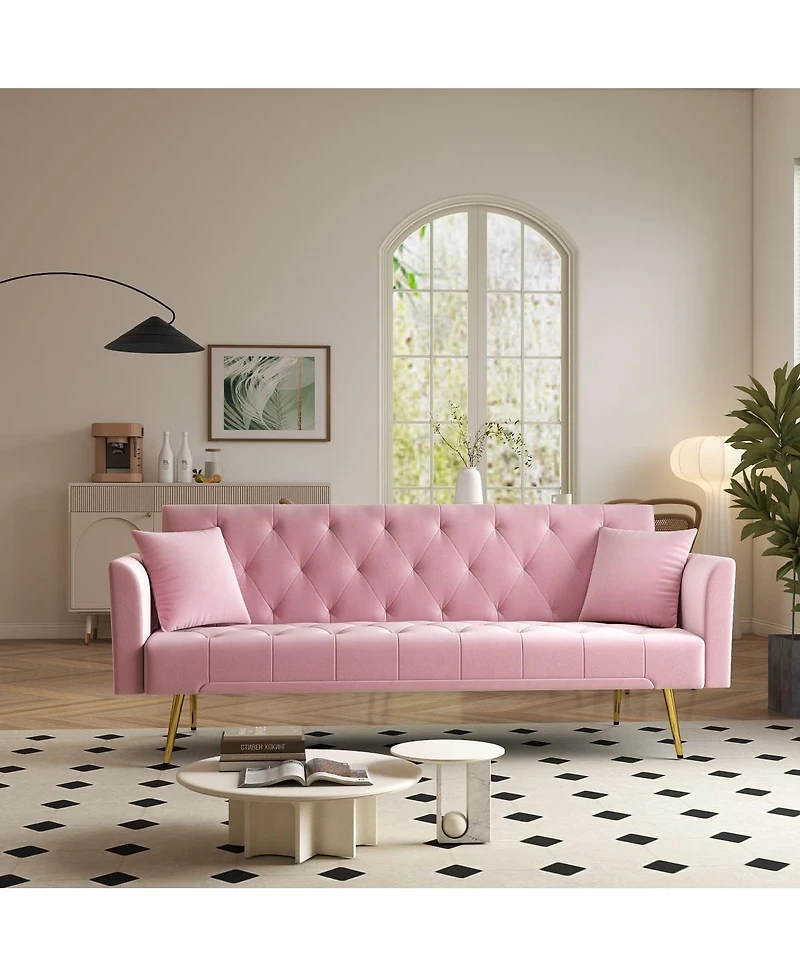 Streamdale Furniture 72" Convertible Foldable Sleeper Sofa Retro Tufted