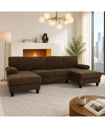 Streamdale Furniture U-Shaped Dual Chaise Sofa with Upholstered Armrests