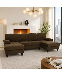 Streamdale Furniture U-Shaped Dual Chaise Sofa with Upholstered Armrests