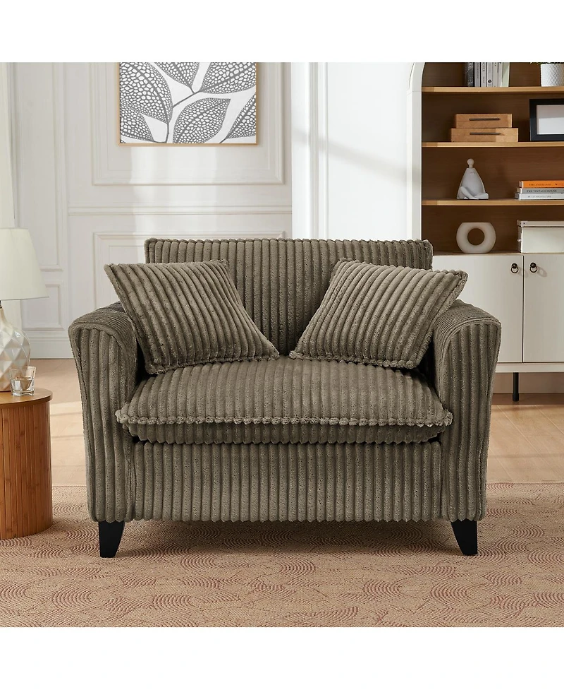 Streamdale Furniture Comfortable Brown Lazy Sofa Chair with Armrests and Cushion