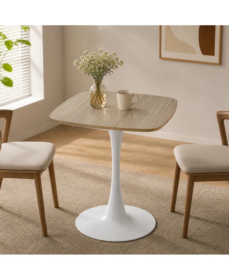 Streamdale Furniture Square 24" Mid-Century Modern Tulip Dining Table, Faux Oak