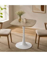 Streamdale Furniture Square 24" Mid-Century Modern Tulip Dining Table, Faux Oak