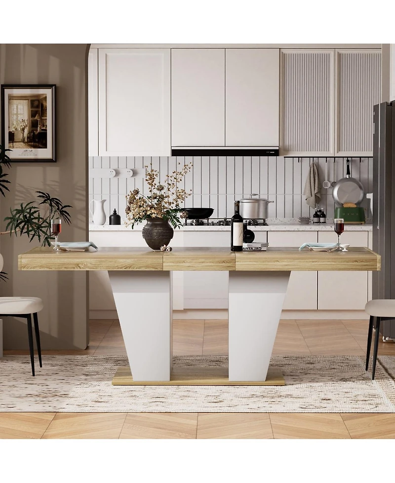 Streamdale Furniture Rustic Extendable Dining Table with Storage Shelves