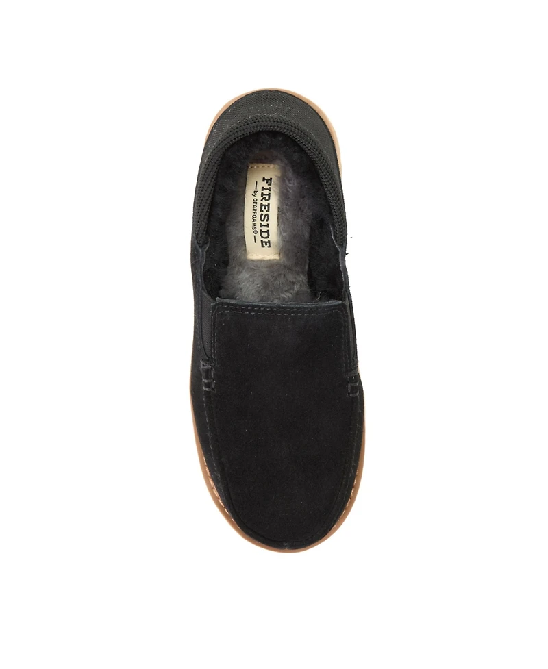 Dearfoams Women's Suede Water Resistant Sport Knit Loafer Slippers
