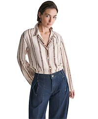 Bcbg Women's Collared Long-Sleeve Crop Button-Up Top