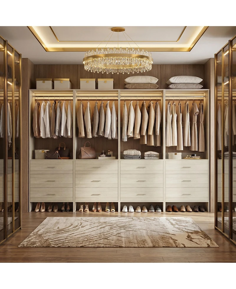 24" 4PC Freestanding Closet Organizer System with Hanging Rods and Drawers
