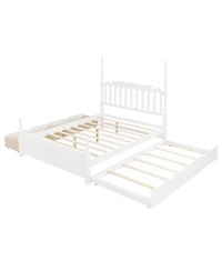 Streamdale Furniture Queen Size Platform Bed with Twin Xl Trundle and 2 Drawers