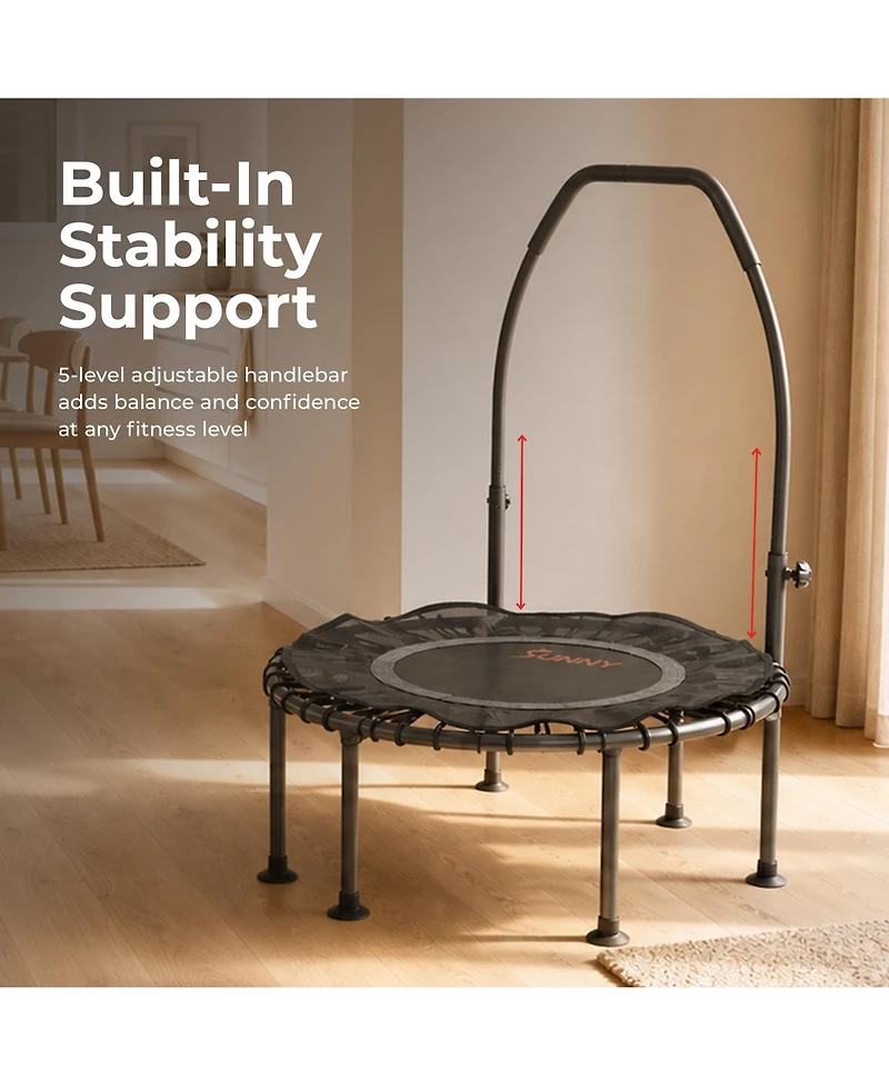 Sunny Health and Fitness Active Fitness Trampoline with Adjustable Handlebar