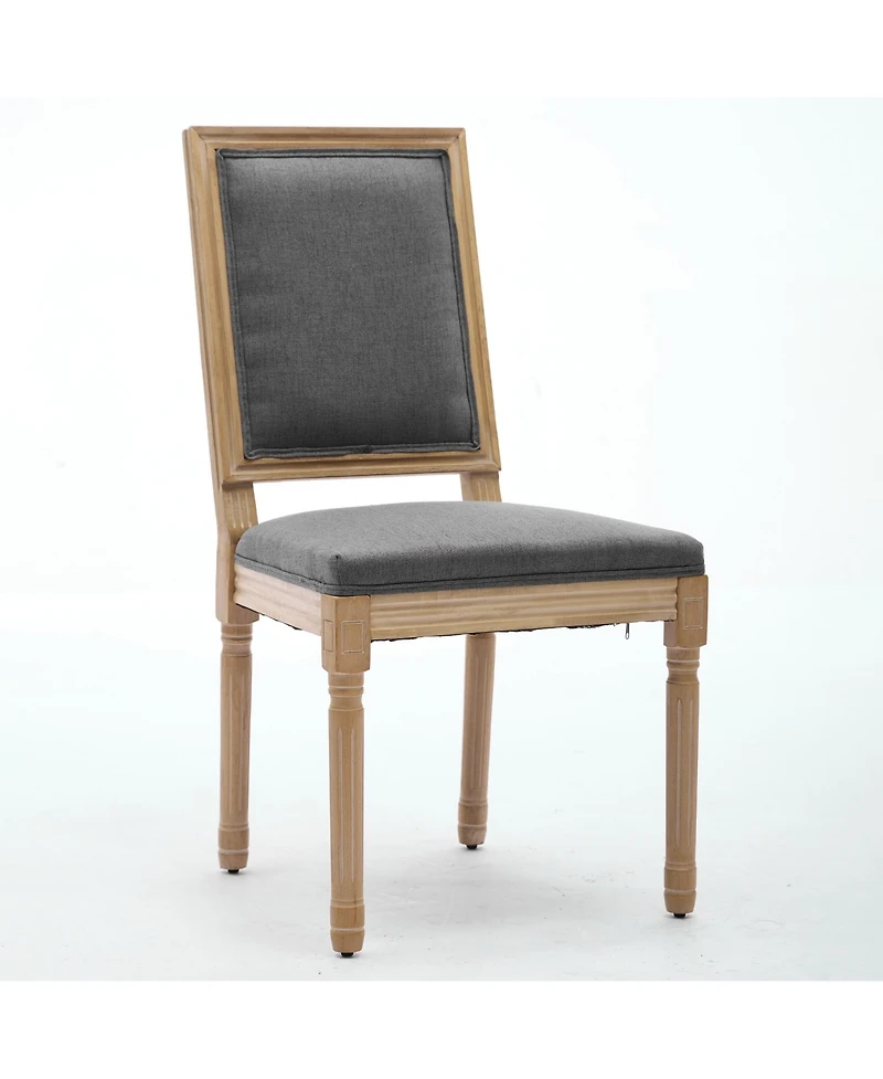 Flynama Set of 2 French Louis Square Back Carved Solid Wood Dining Chairs, Antique Painted Frame 300 Lbs Load