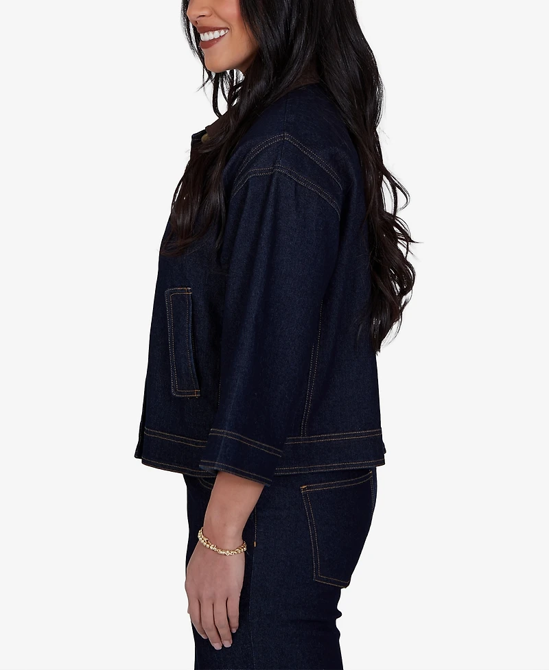 Ruby Rd. Petite Stretch Denim 3/4-Sleeve Jacket
