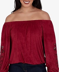 Ruby Rd. Petite Embroidered Scoop-Neck 3/4-Sleeve Blouse