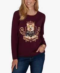 Ruby Rd. Petite Corgi-Graphic Scoop Neck Pullover