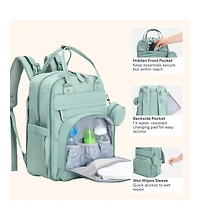 BabbleRoo Diaper Bag Backpack Stylish 26L Hands Free Baby Bag with Changing Pad, Stroller Straps & Water-Resistant, Sage Green, Large