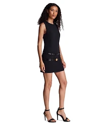 Kenneth Cole Women's Micro Tech Double Belted Crewneck Mini Dress