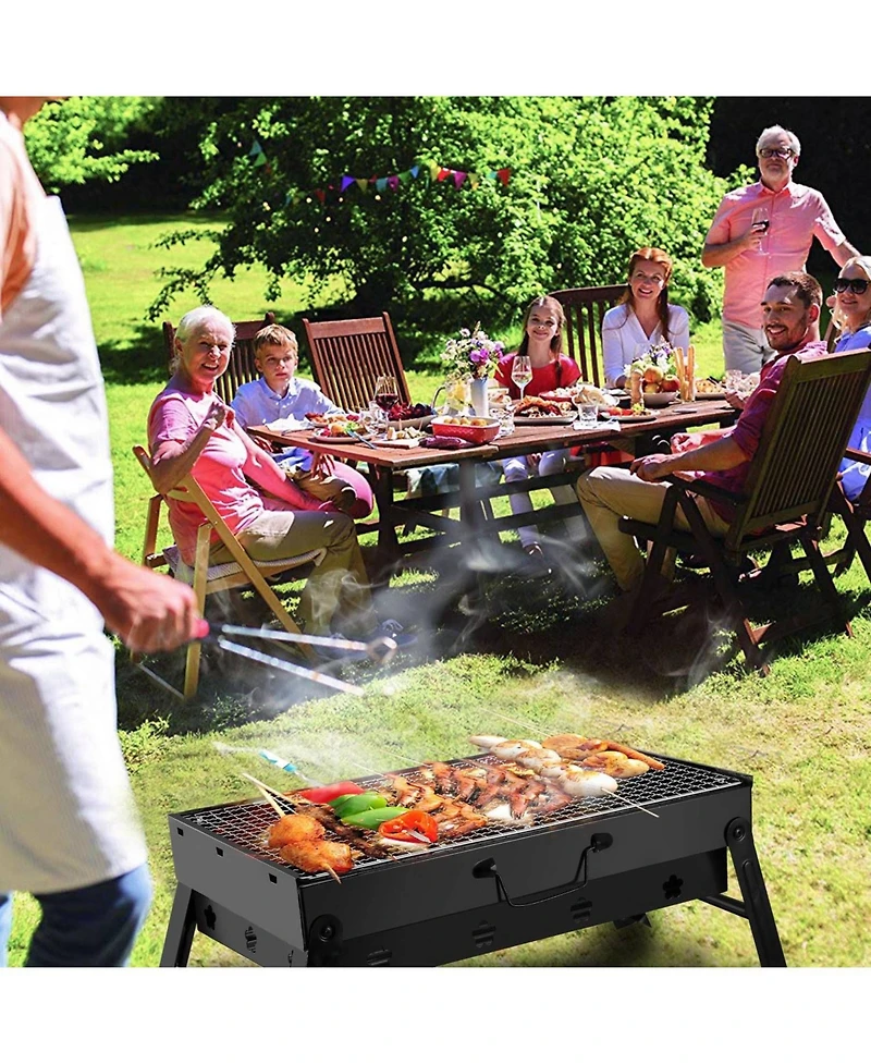 Mountaintop Portable Bbq Grill Foldable Charcoal Grill Lightweight Smoker Grill for Camping Picnics Garden Grilling