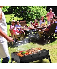 Mountaintop Portable Bbq Grill Foldable Charcoal Grill Lightweight Smoker Grill for Camping Picnics Garden Grilling