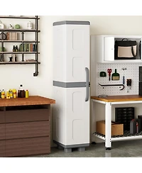 Sugift 70 Inch Plastic Kitchen Pantry Cabinet with 4 Adjustable Shelves and Single Door Slim Tall Storage