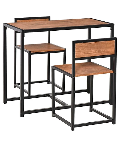 Flynama 3-Piece Multifunctional Industrial Dining Set, Square Mdf Table and 2 Low Back Stools