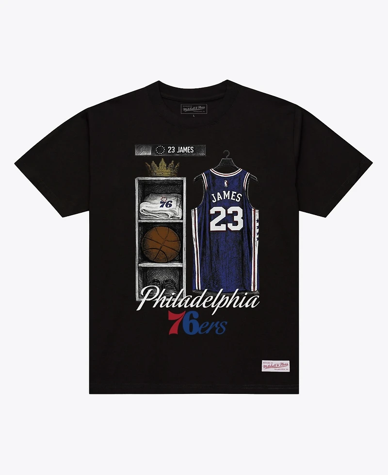 Mitchell & Ness Men's LeBron James Black Philadelphia 76ers Locker Room T-Shirt