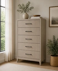 Sadie Collection 5 Drawer Hardwood Oak Veneer Felt-Lined Drawer Chest, Macy's Exclusive