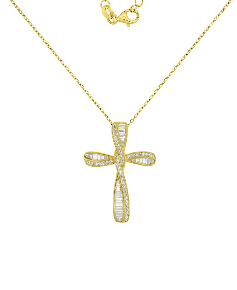 Macy's 14k Gold Over Sterling Silver Cubic Zirconia Cross Necklace