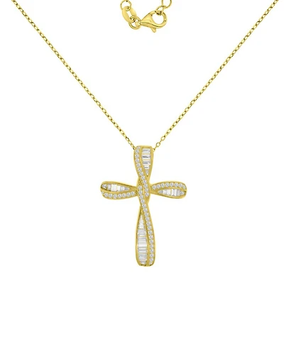 Macy's 14k Gold Over Sterling Silver Cubic Zirconia Cross Necklace