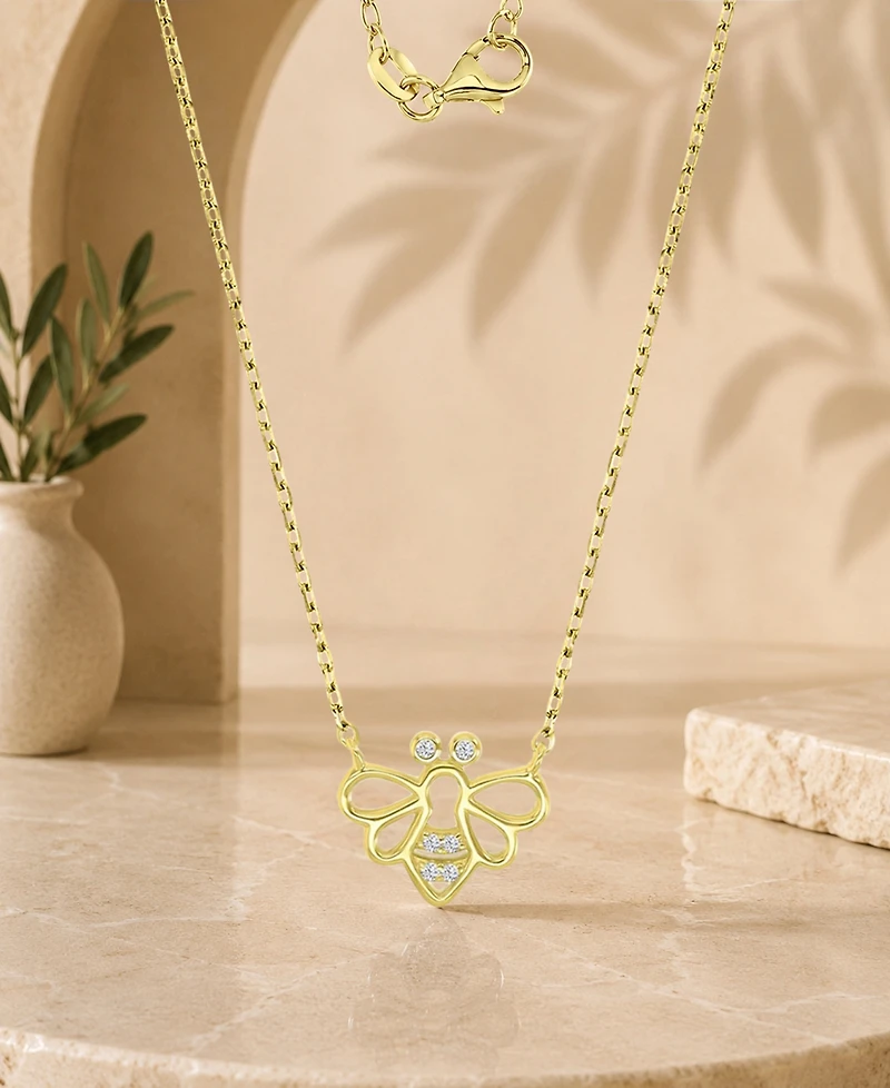 Macy's 14k Gold Over Sterling Silver Cubic Zirconia Bee Necklace