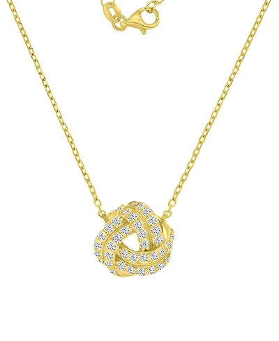 Macy's 14k Gold Over Sterling Silver Cubic Zirconia Pave Knot Necklace