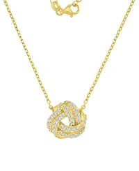 Macy's 14k Gold Over Sterling Silver Cubic Zirconia Pave Knot Necklace