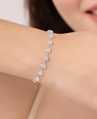 Macy's Rhodium Over Sterling Silver Moonstone Heart Frontal Bracelet
