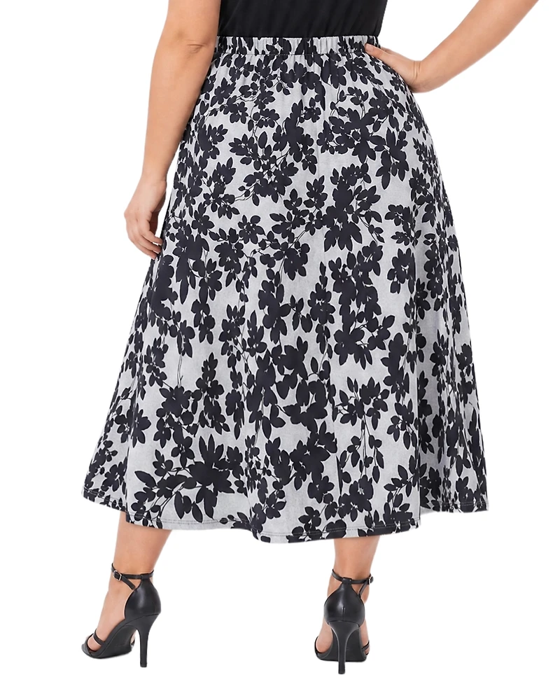 Ny Collection Plus Midi High-Waisted A-Line Skirt