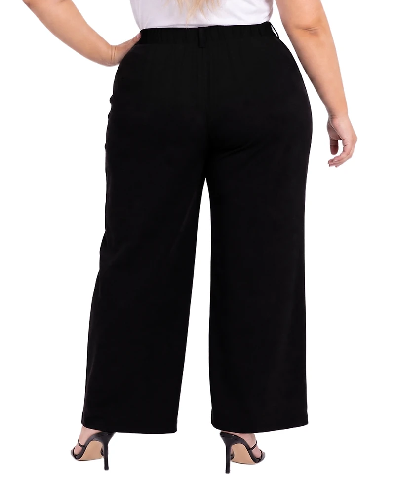 Ny Collection Plus High-Rise Wide-Leg Pull-On Pants