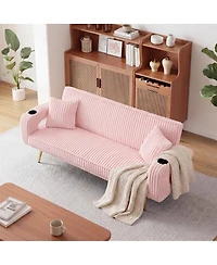 Streamdale Furniture Corduroy Convertible Sofa Bed with Pillows