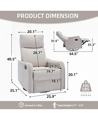 Streamdale Furniture Fabric Manual Recliner Chair with Heat, Massage, Rocker and Swivel