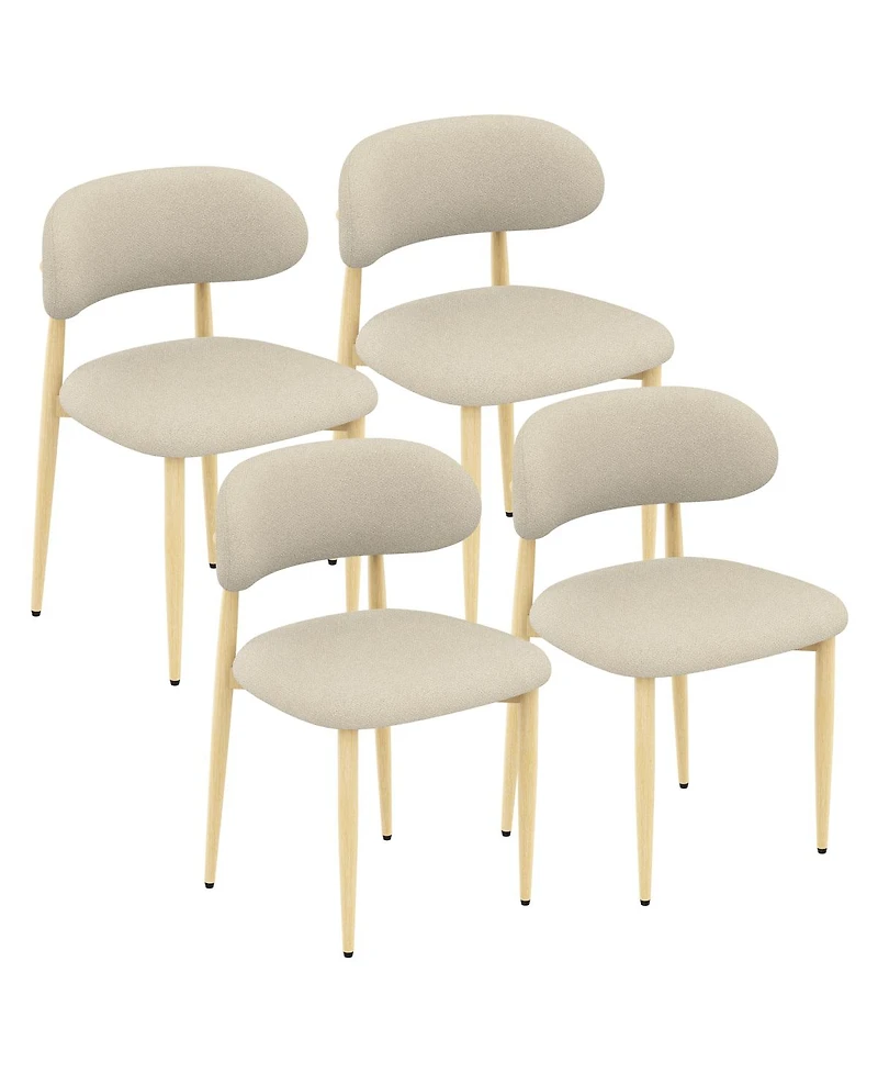 Streamdale Furniture Dining Chairs Set of 4, Minimalist Modern Lamb Wool Cushioned Chair