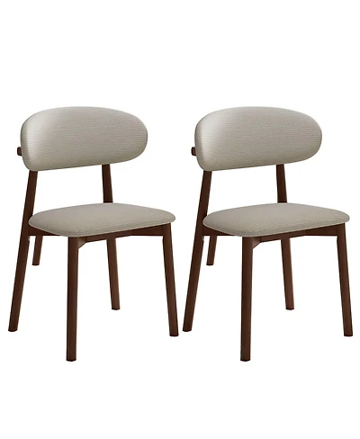 Streamdale Furniture Solid Wood Chenille Dining Chairs, Set of 2