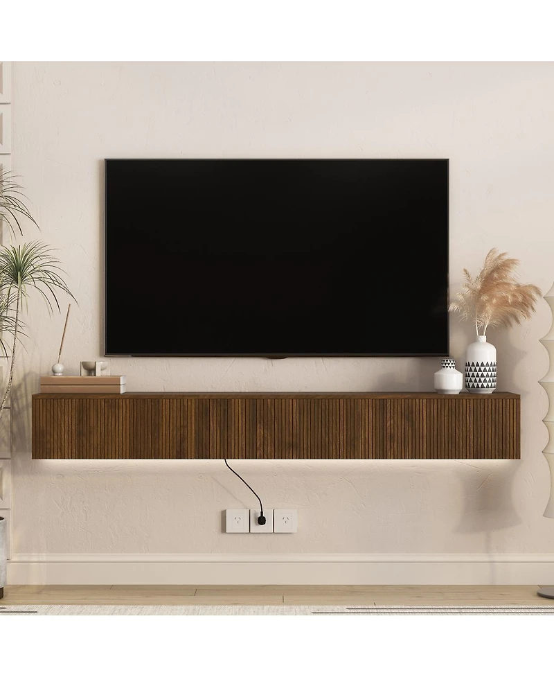 Streamdale Furniture 69" Led Floating Tv Stand Wall Mounted Entertainment Center for 55-65" Tv