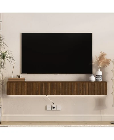 Streamdale Furniture 69" Led Floating Tv Stand Wall Mounted Entertainment Center for 55-65" Tv