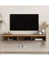Streamdale Furniture Floating Tv Stand with Led Lights and Power Outlet