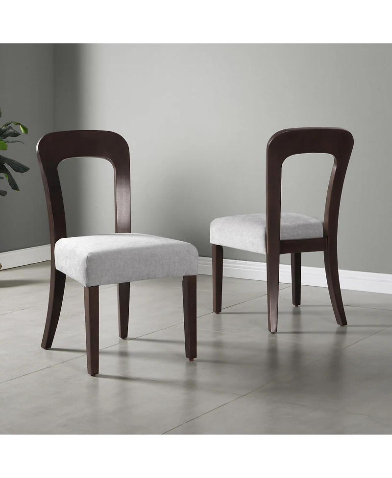 Flynama Set of 2 Chenille Fabric Dining Chairs, Rubber Wood Legs 330 Lbs Weight Capacity