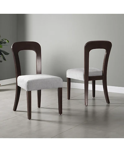 Flynama Set of 2 Chenille Fabric Dining Chairs, Rubber Wood Legs 330 Lbs Weight Capacity