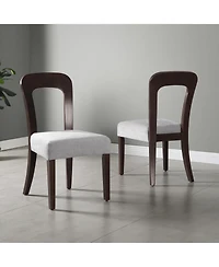 Flynama Set of 2 Chenille Fabric Dining Chairs, Rubber Wood Legs 330 Lbs Weight Capacity