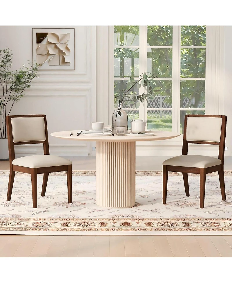Streamdale Furniture Set of 2 Upholstered Rubber Wood Dining Chairs