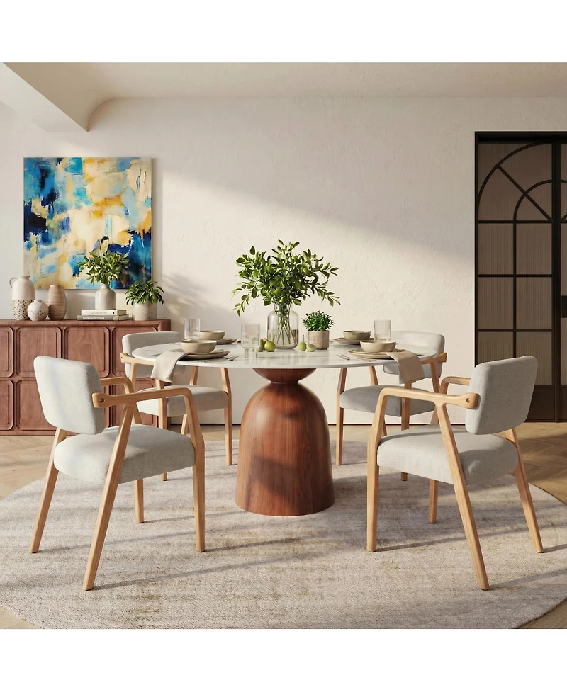 Streamdale Furniture Mid-Century Rubber Wood Dining Armchairs Set of 2