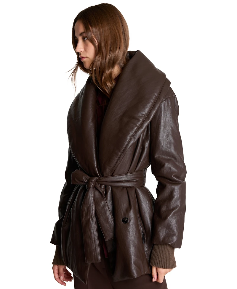 Kenneth Cole Women's Shawl Collar Belted Coat