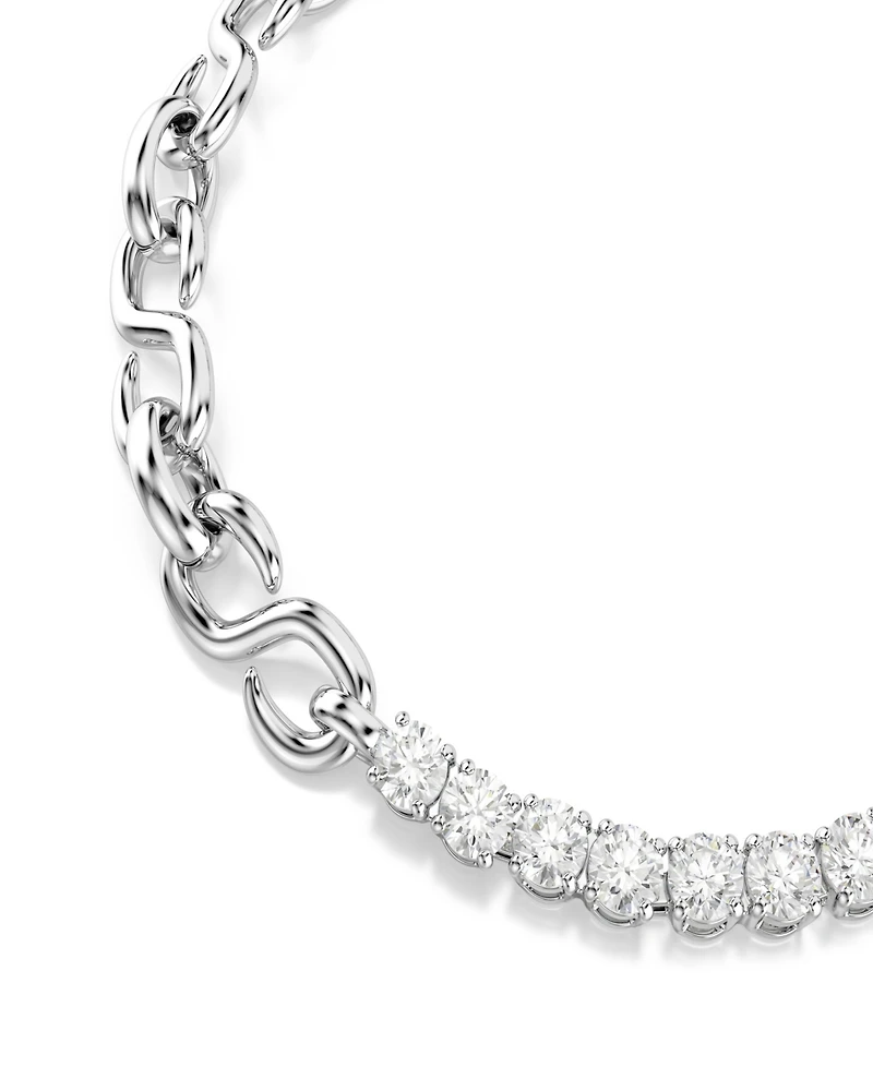 Swarovski Sterling Silver-Plated White Crystals Bracelet