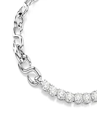 Swarovski Sterling Silver-Plated White Crystals Bracelet