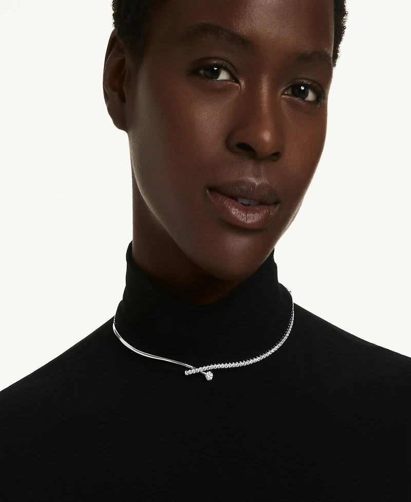 Swarovski Sterling Silver-Plated White Crystals Necklace