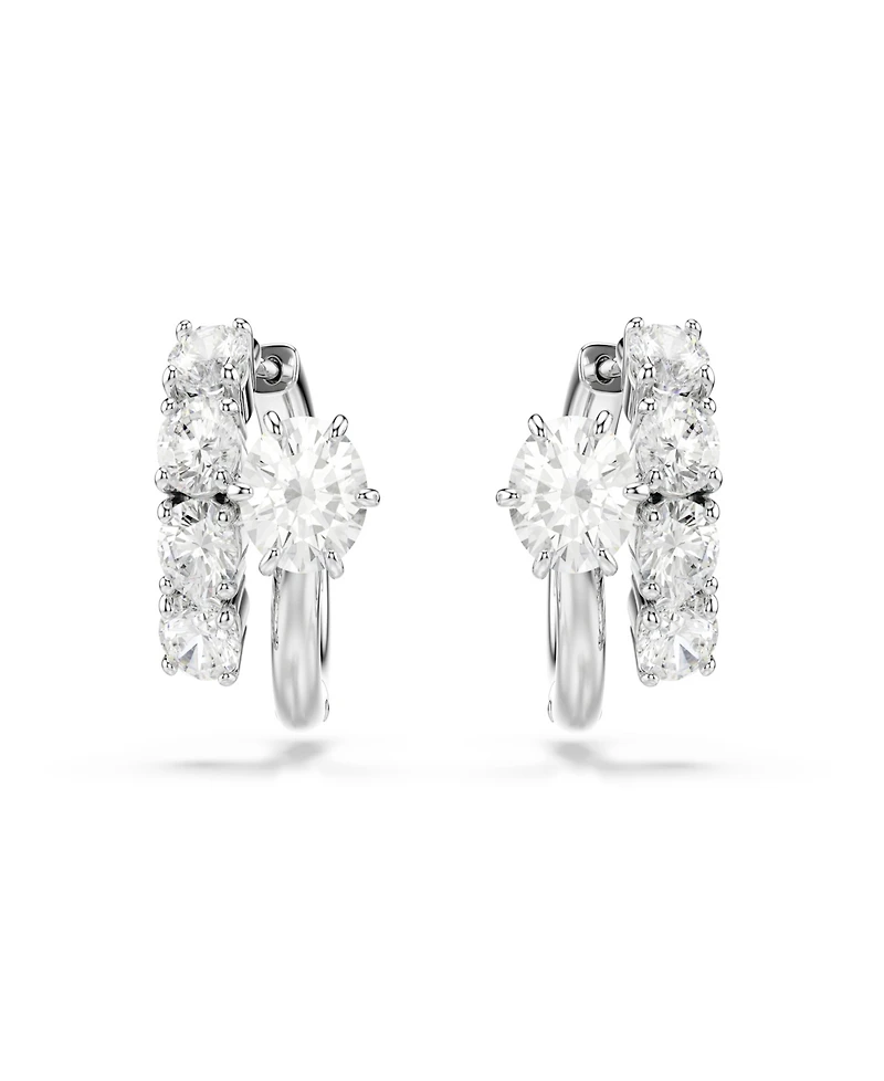 Swarovski Sterling Silver-Plated White Crystals Earrings